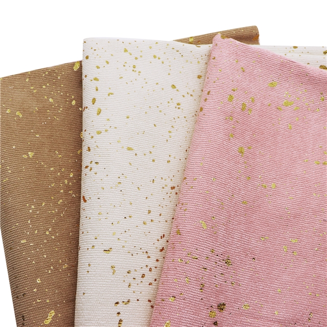 gold hot stamping corduroy fabric