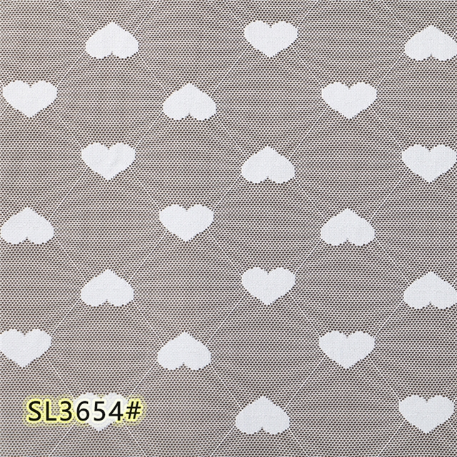 92% brocade and 8% spandex cute peach heart elastic white lace jacquard mesh fabric
