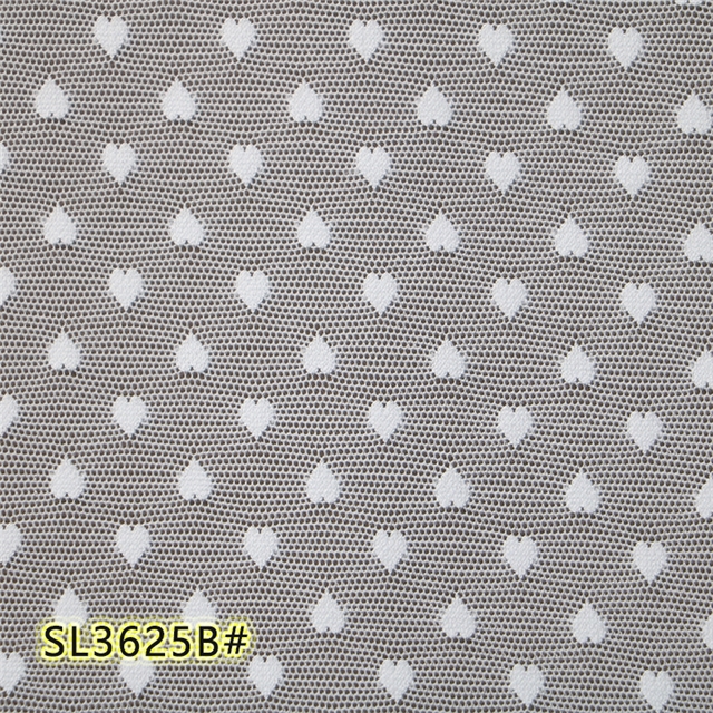 92% brocade and 8% spandex cute peach heart elastic white lace jacquard mesh fabric