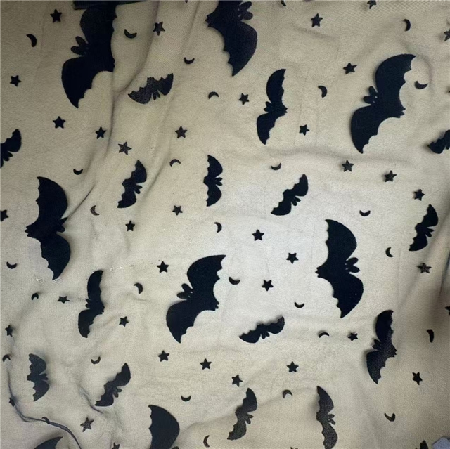 halloween velvet bat mesh fabric