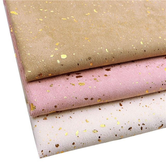 gold hot stamping corduroy fabric