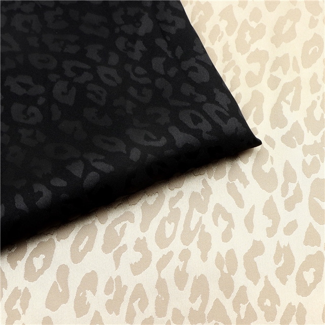 small leopard print dark satin face jacquard fabric