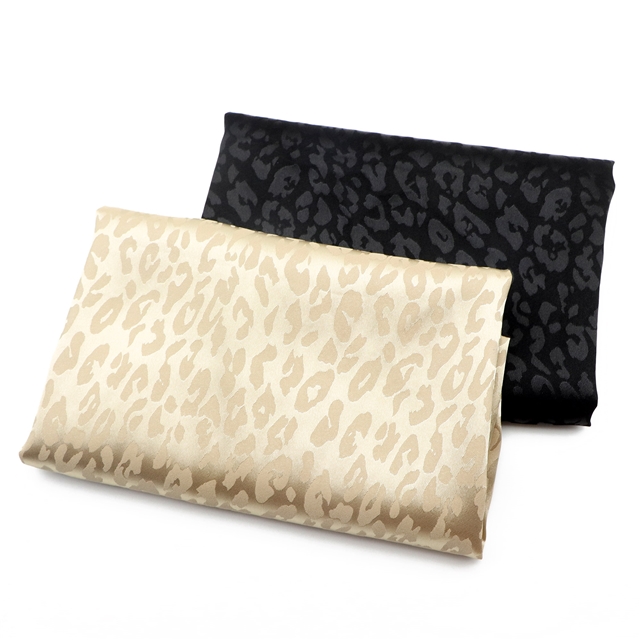 small leopard print dark satin face jacquard fabric
