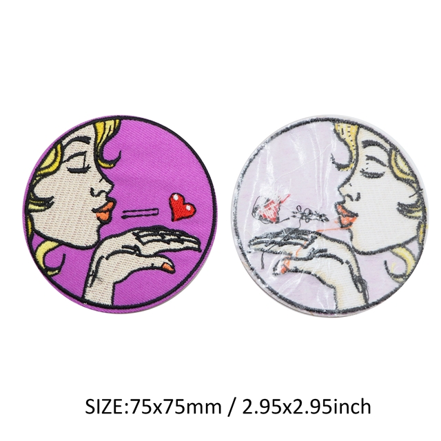 back with glue linen surf animal embroidery patch(back with glue) 18#,girl,75*75mm(3*3