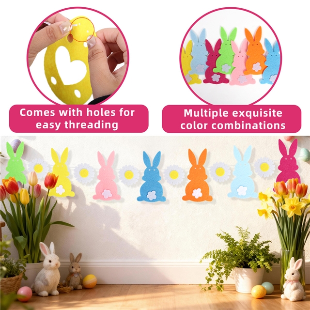 non-woven colorful easter felt rabbit carrot party decoration easter egg latte set