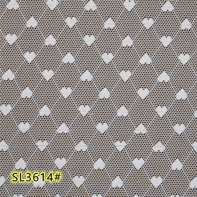 92% brocade and 8% spandex cute peach heart elastic white lace jacquard mesh fabric
