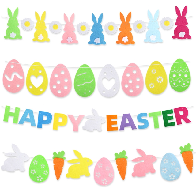 non-woven colorful easter felt rabbit carrot party decoration easter egg latte set
