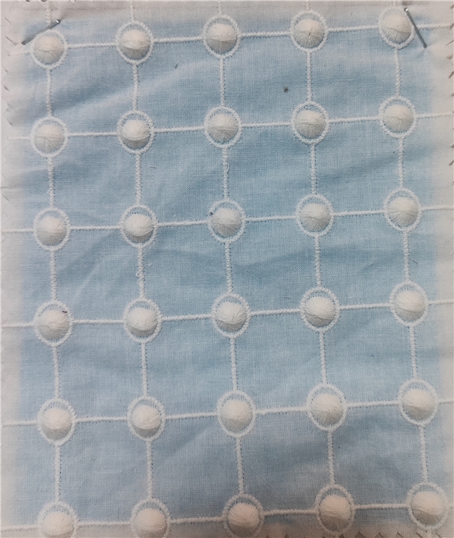 embroidered three-dimensional dot grid all cotton fabric