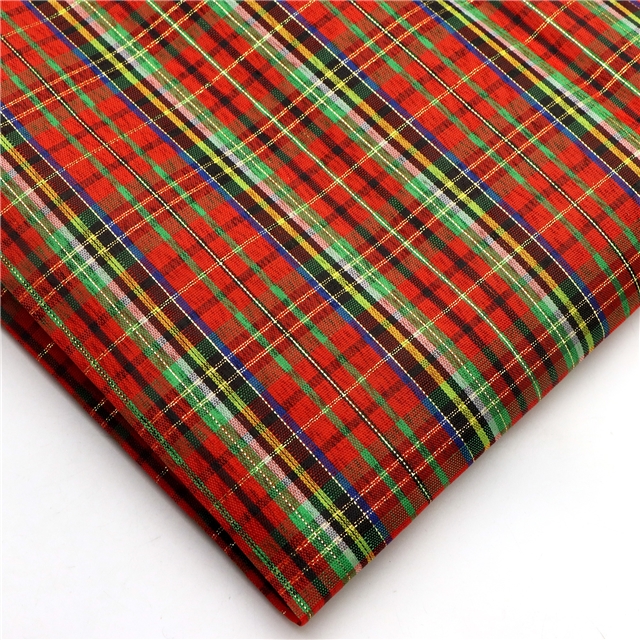 golden thread plaid yarn-dyed fabric
