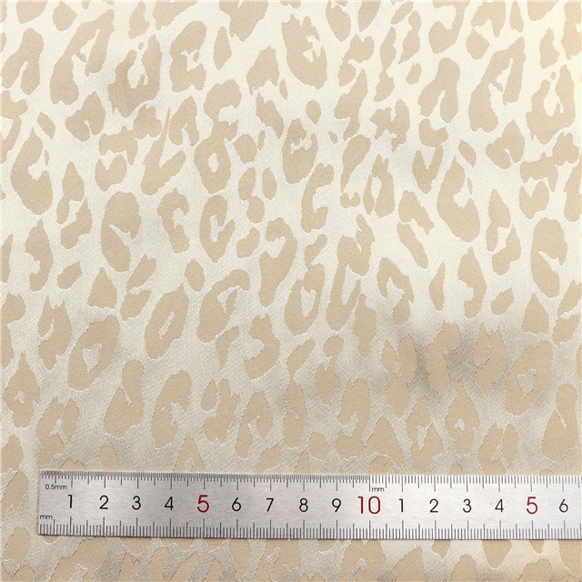 small leopard print dark satin face jacquard fabric