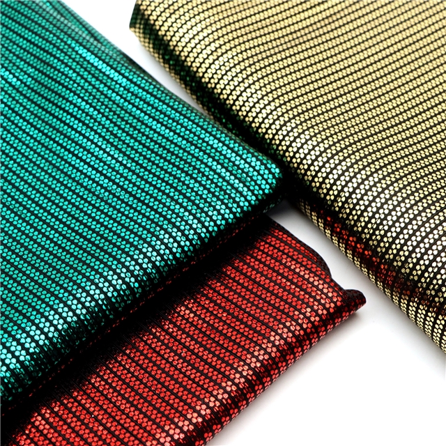 2 ways colourful gold hot stamping dot striped polyester fabric