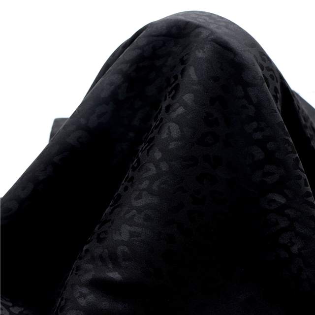 small leopard print dark satin face jacquard fabric