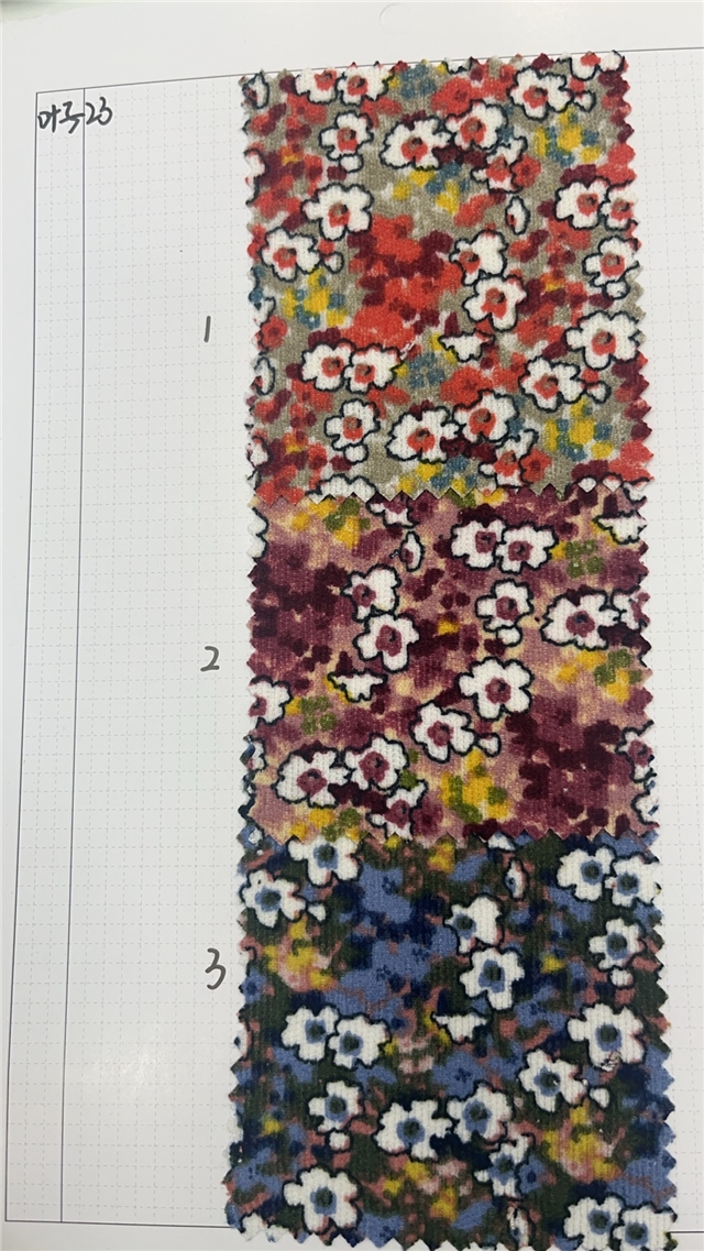 floral printed corduroy fabric