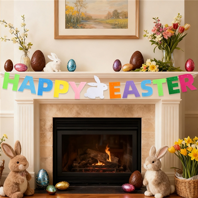 non-woven colorful easter felt rabbit carrot party decoration easter egg latte set