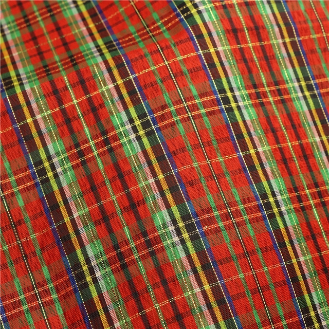 golden thread plaid yarn-dyed fabric