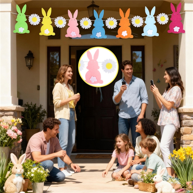 non-woven colorful easter felt rabbit carrot party decoration easter egg latte set