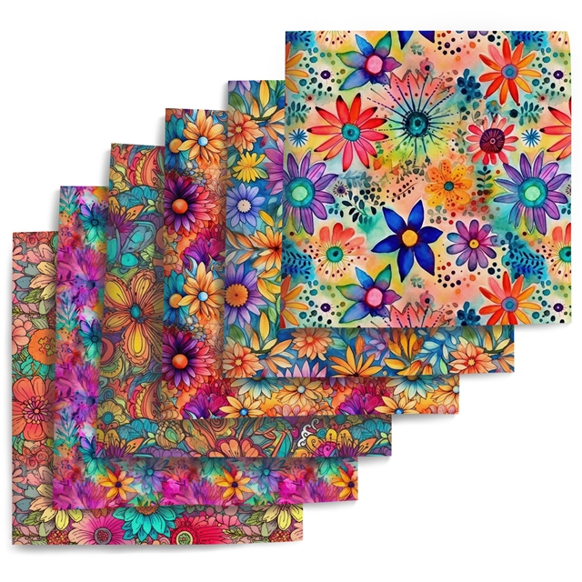polyester cotton flowers series polyester cotton fabric set (6 pcs/set)