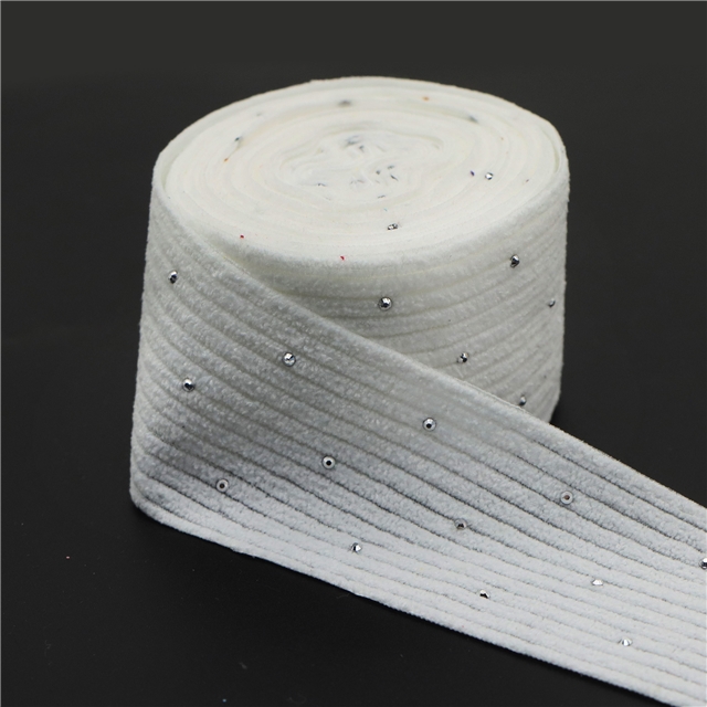 plain hotfix rhinestone corduroy tape white,40mm(1.6