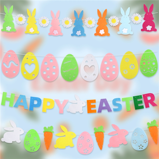 non-woven colorful easter felt rabbit carrot party decoration easter egg latte set