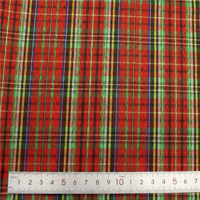 golden thread plaid yarn-dyed fabric