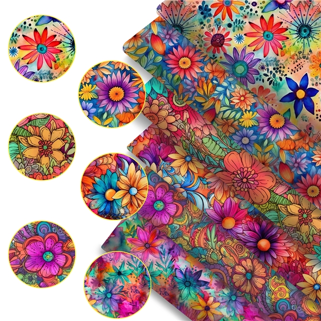 polyester cotton flowers series polyester cotton fabric set (6 pcs/set)