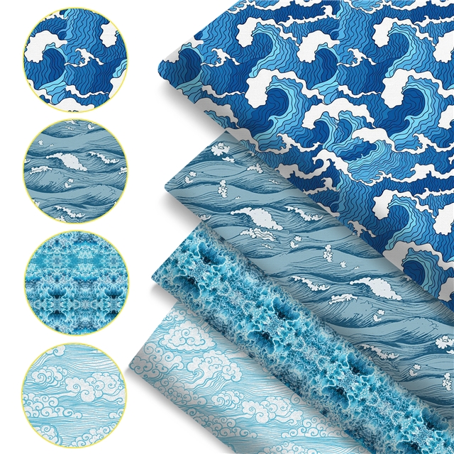 polyester cotton chevron series polyester cotton fabric set (4 pcs/set)