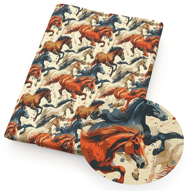 polyester cotton horse series polyester cotton fabric set (4 pcs/set)