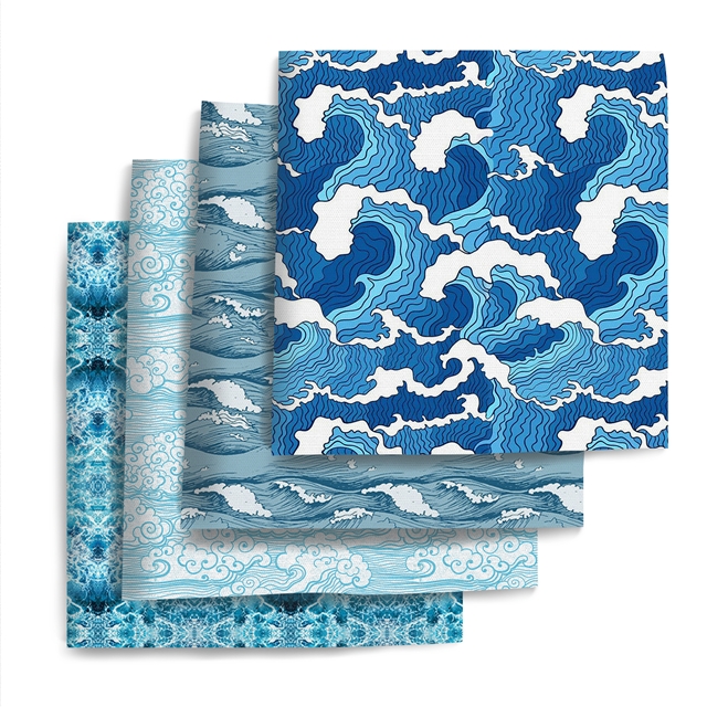 polyester cotton chevron series polyester cotton fabric set (4 pcs/set)