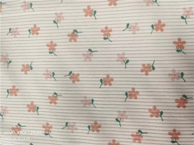 floral printed corduroy fabric
