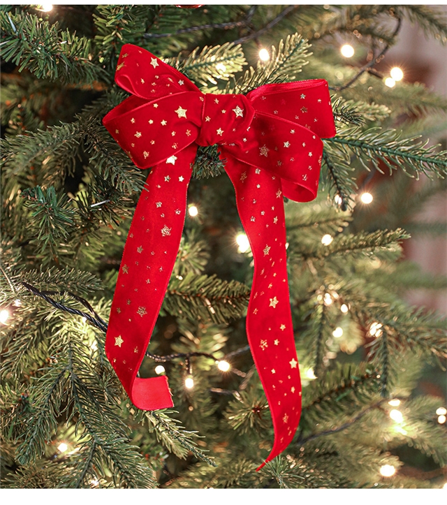 fabric christmas hot stamping star velvet belt