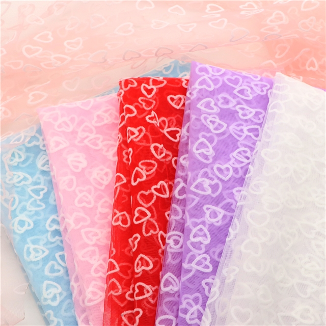 net yarn plain velvet heart mesh fabric