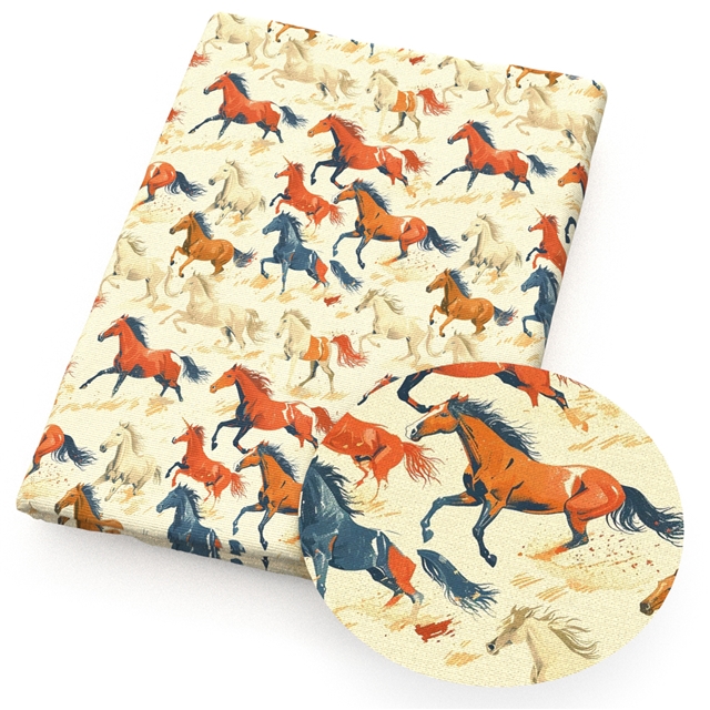 polyester cotton horse series polyester cotton fabric set (4 pcs/set)