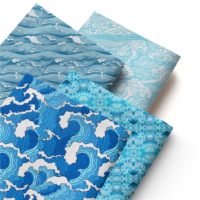 polyester cotton chevron series polyester cotton fabric set (4 pcs/set)