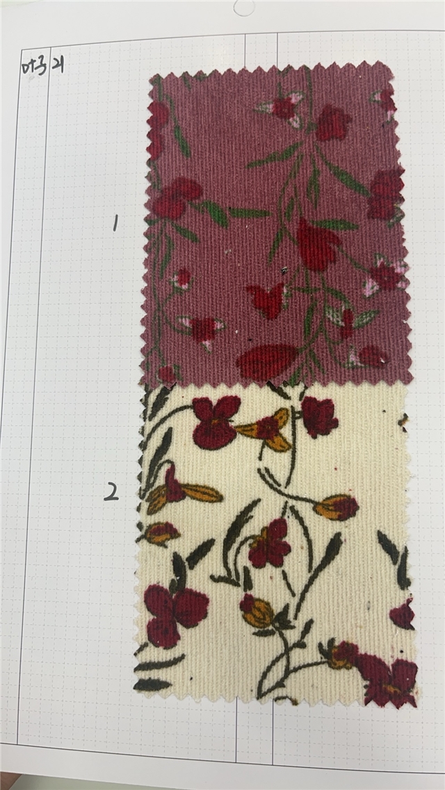 flower printed corduroy fabric