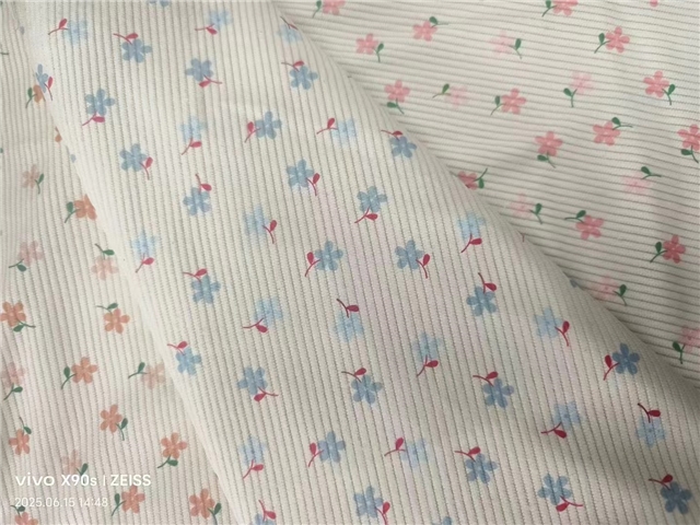 floral printed corduroy fabric