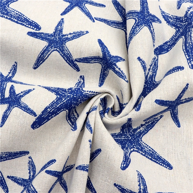 shark starfish printed cotton linen