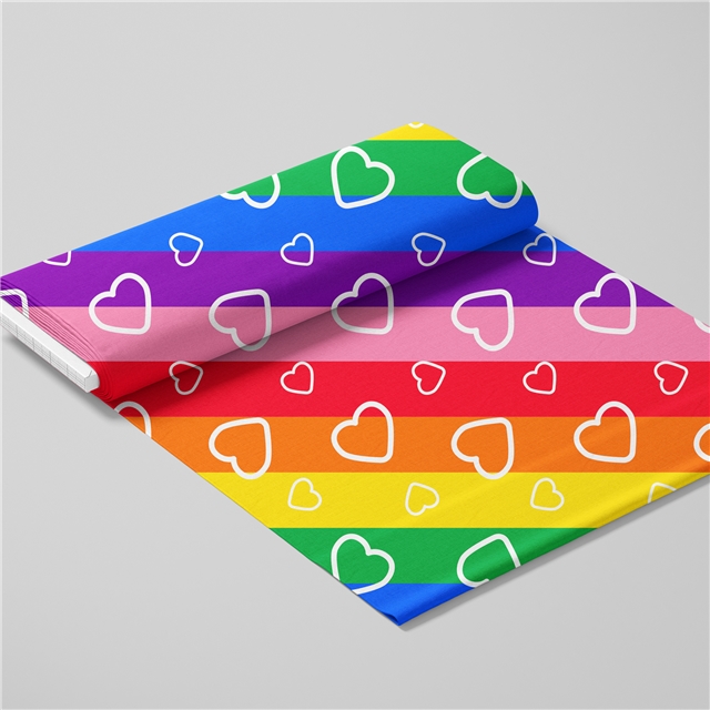 polyester cotton rainbow stars heart series polyester cotton fabric set (4 pcs/set)