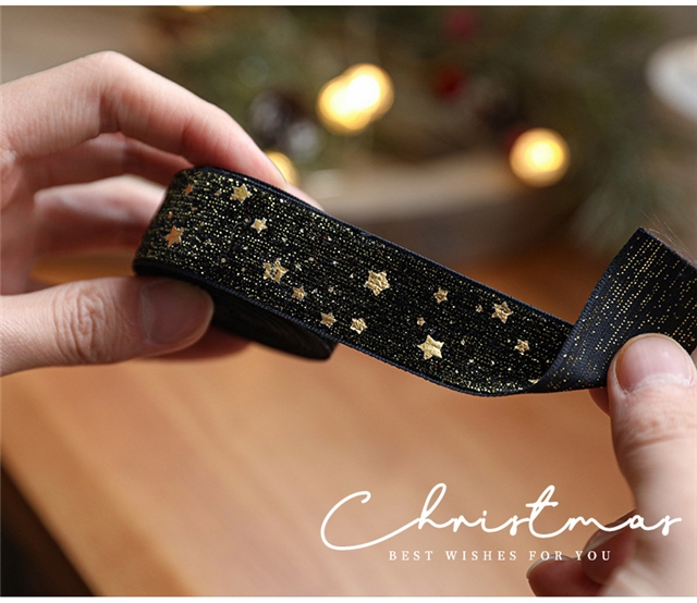 fabric christmas hot stamping star velvet belt