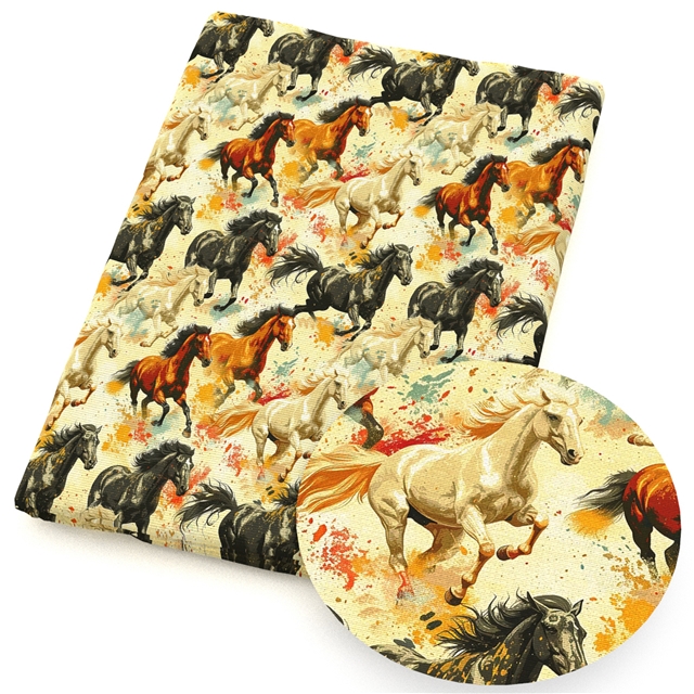 polyester cotton horse series polyester cotton fabric set (4 pcs/set)