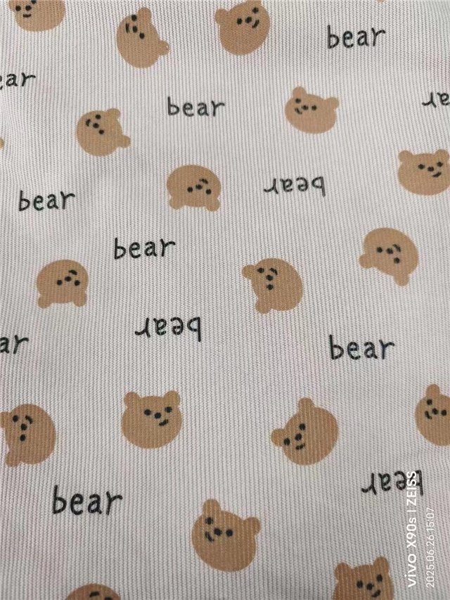 bear printed corduroy fabric