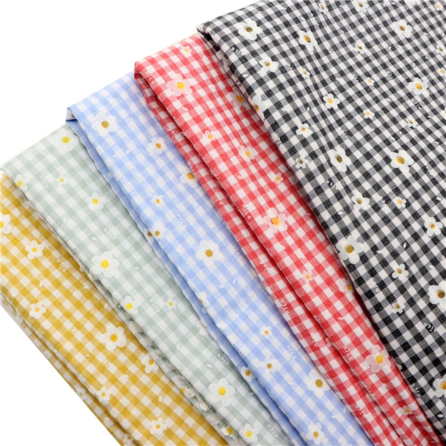 checkered offset printing flower fabric