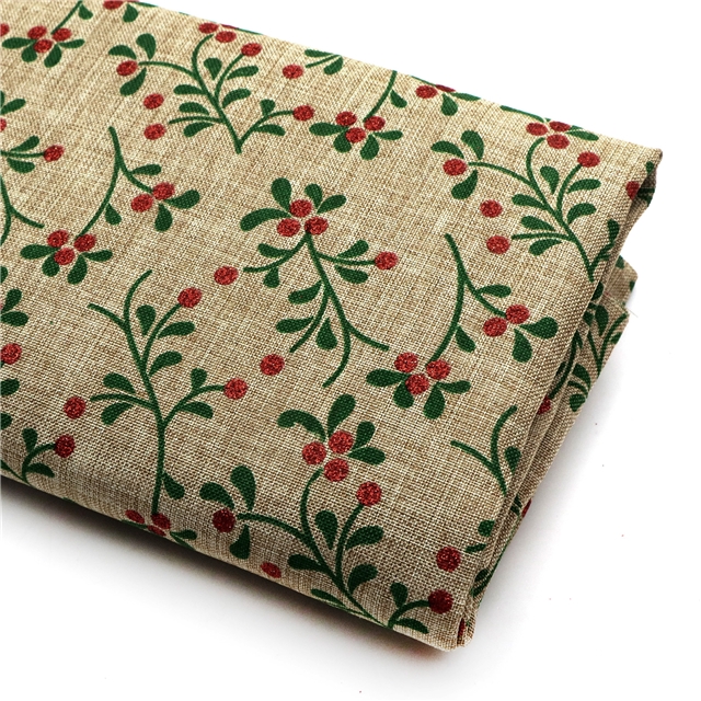 glitter leaf faux linen fabric