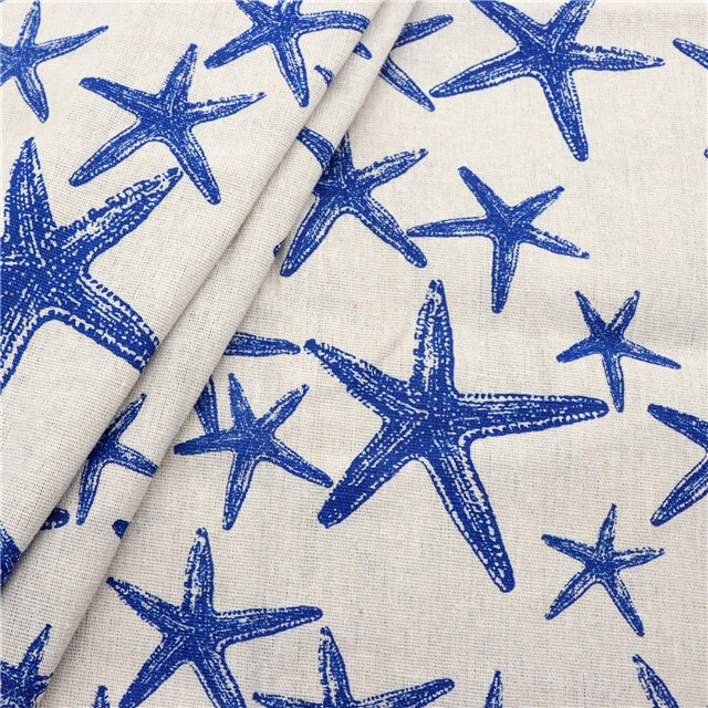 shark starfish printed cotton linen