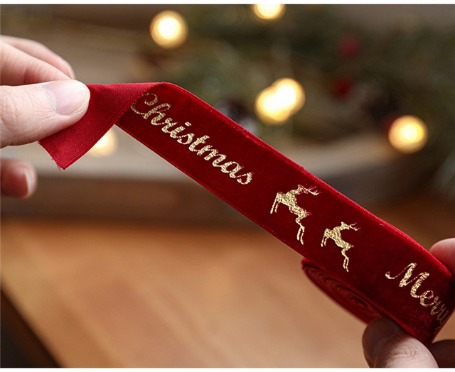 fabric christmas hot stamping star velvet belt