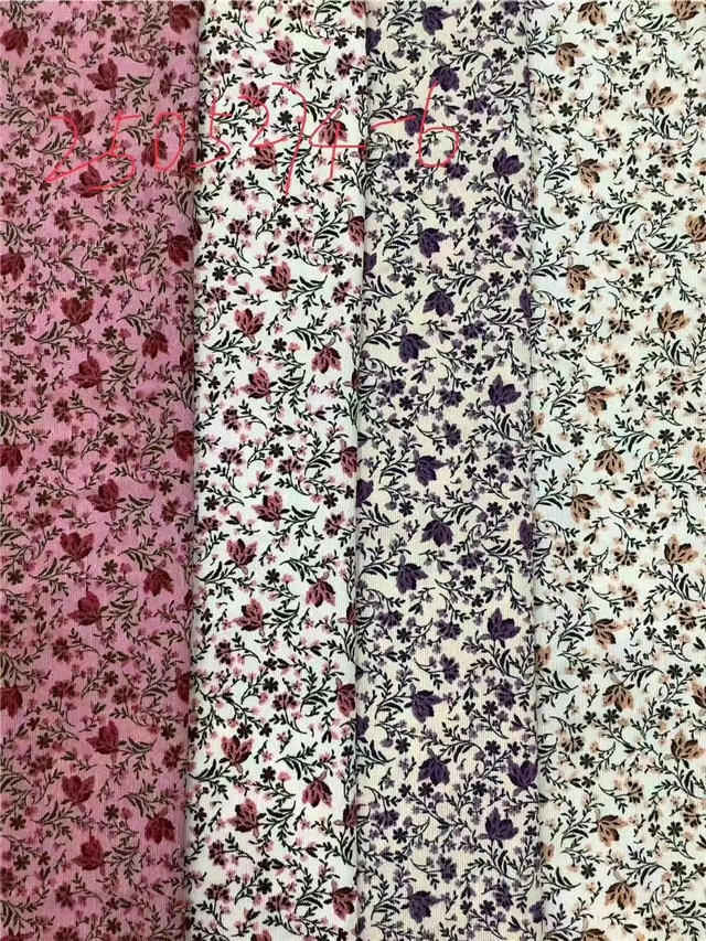 floral printed corduroy fabric