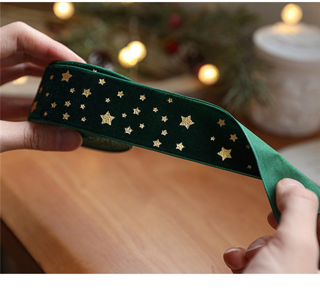 fabric christmas hot stamping star velvet belt