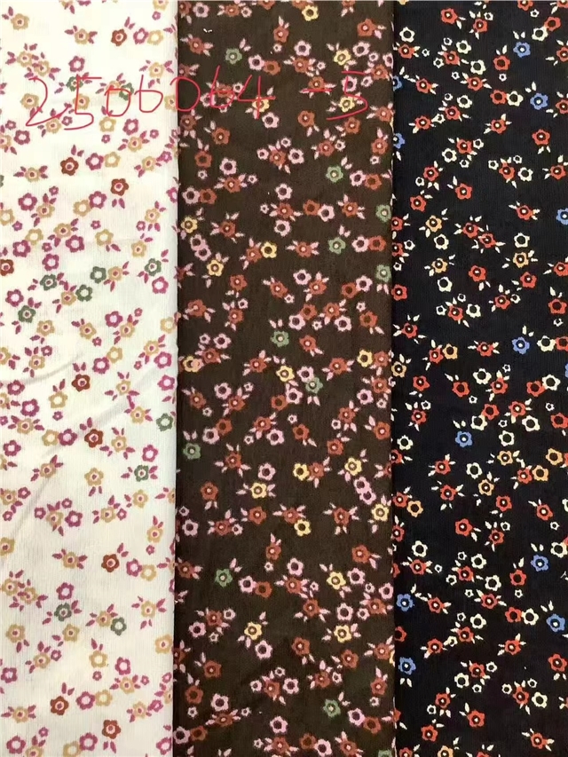 floral printed corduroy fabric