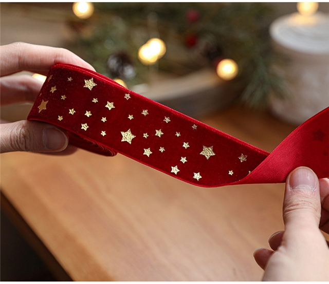 fabric christmas hot stamping star velvet belt