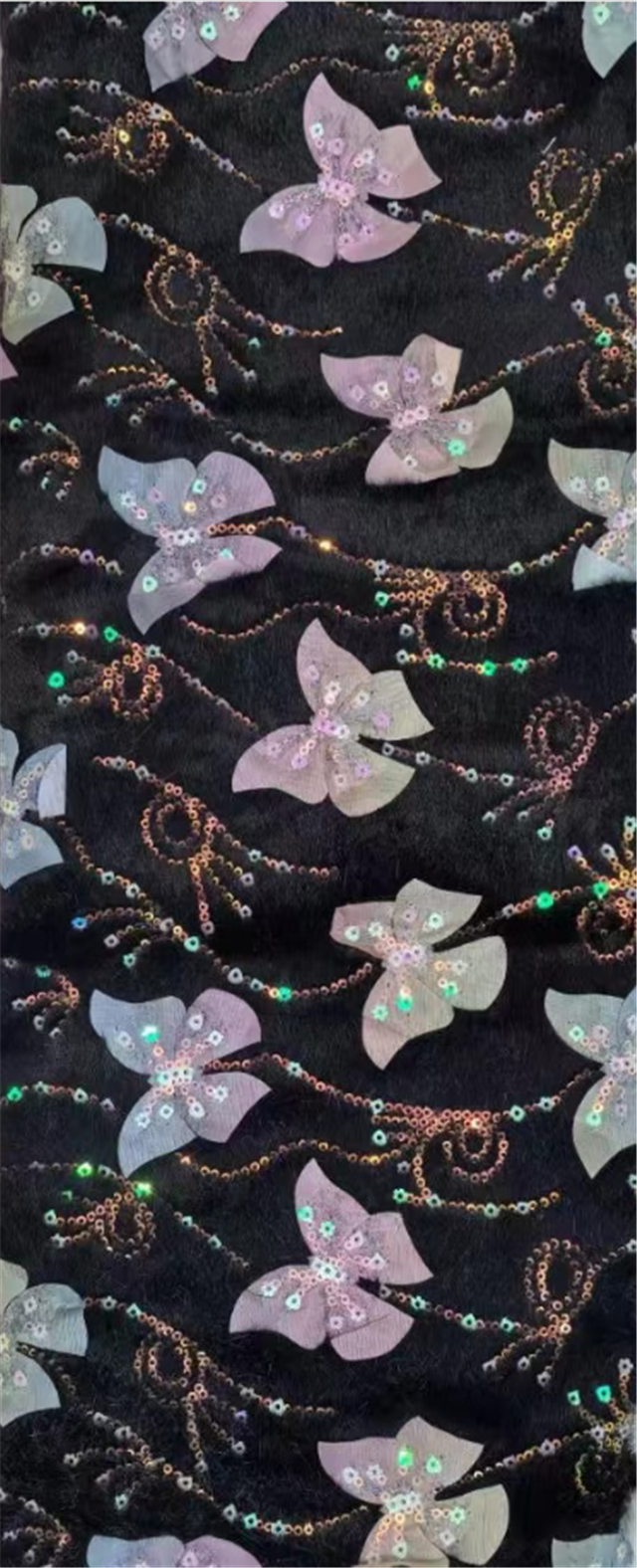 sequins colored butterfly velvet fabric