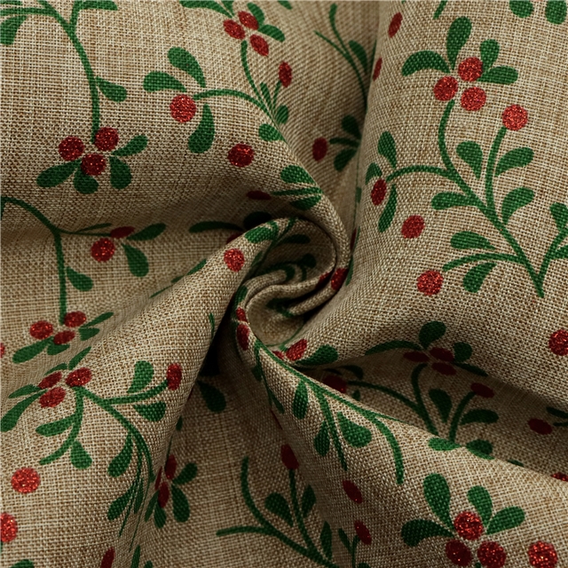 glitter leaf faux linen fabric